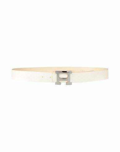 Grey Daniele Alessandrini Man Belt Cream Leather Cover