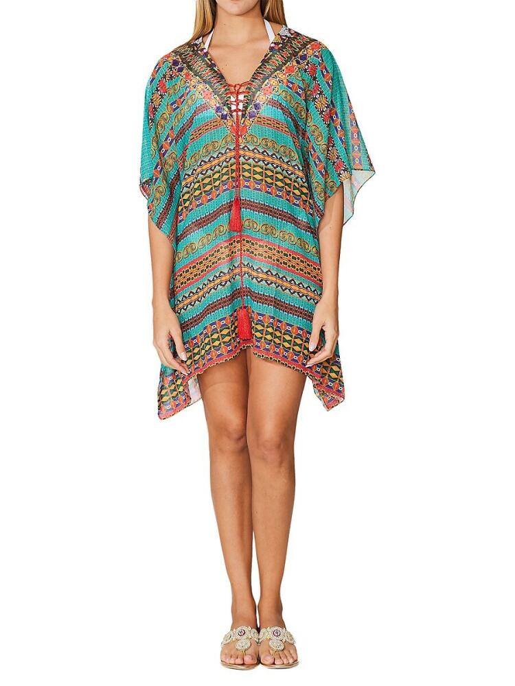 Ranee's Women's Geometric Caftan Coverup - Green Cover