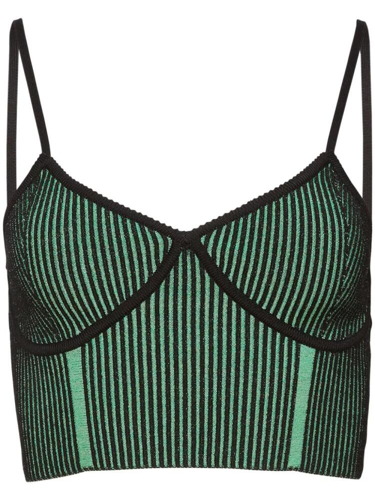 Fleur Du Mal striped ribbed-knit top - Green Cover