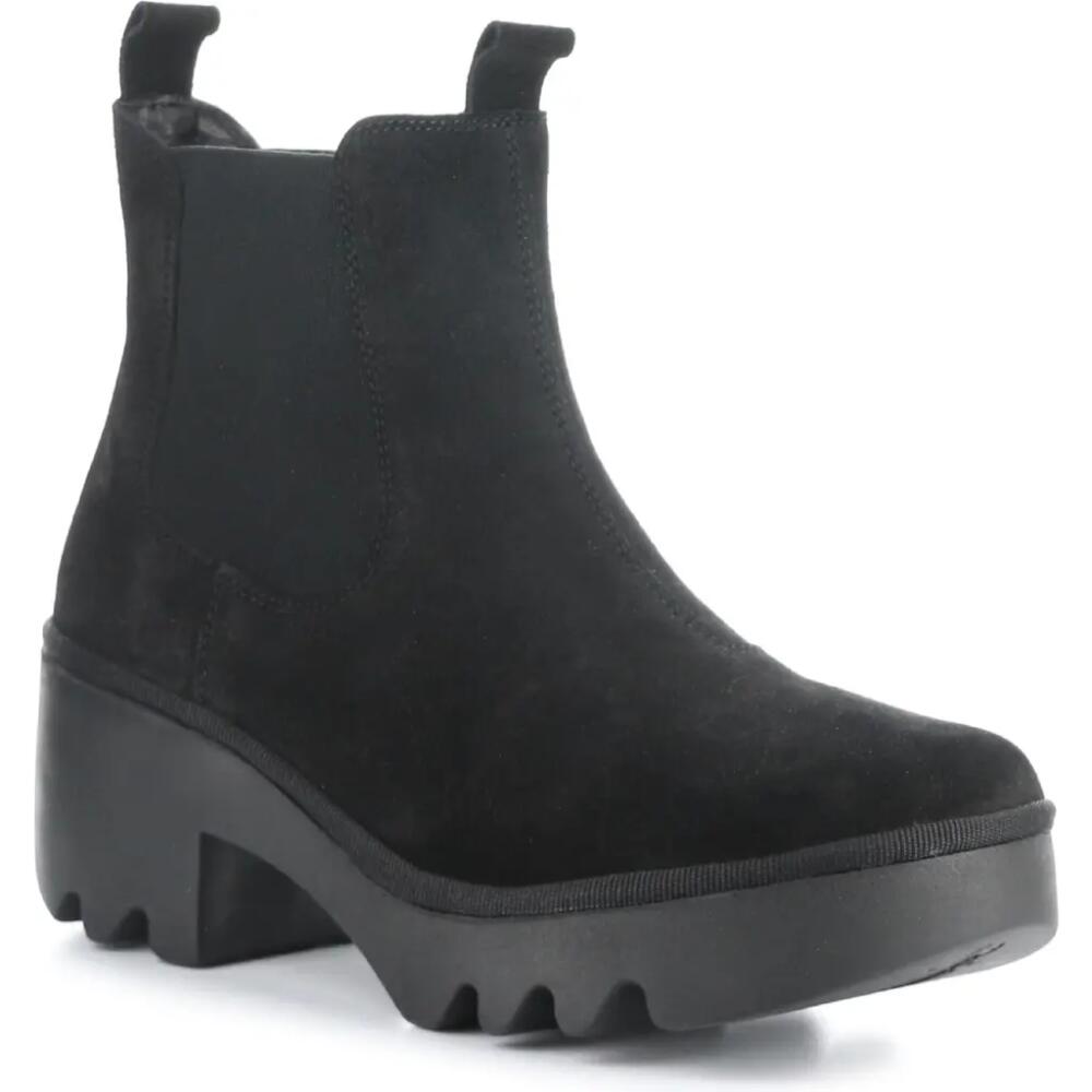 Fly London Trig Platform Chelsea Boot in Black Oil Suede Cover