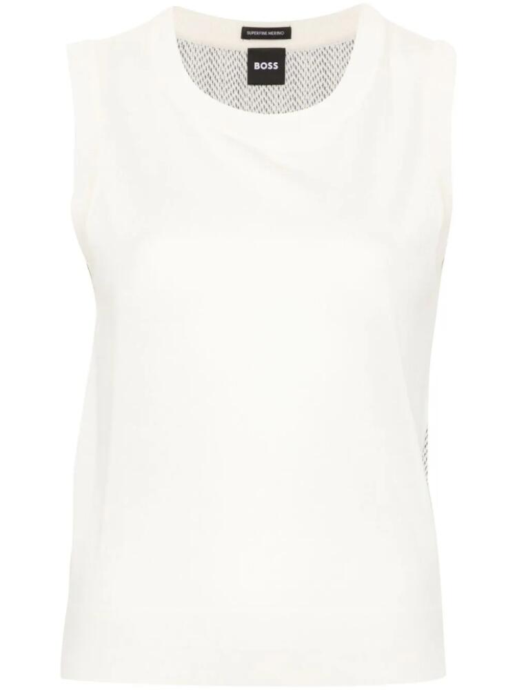 BOSS abstract pattern-detail sleeveless knitted top - White Cover