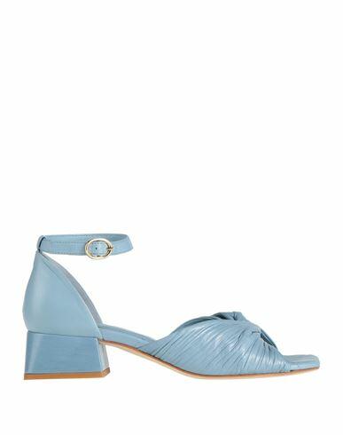 Pas De Rouge Woman Sandals Pastel blue Soft Leather Cover