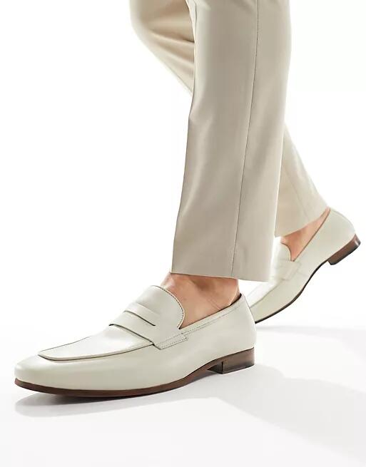 Walk London Capri Saddle Loafers In Off White Leather Cover