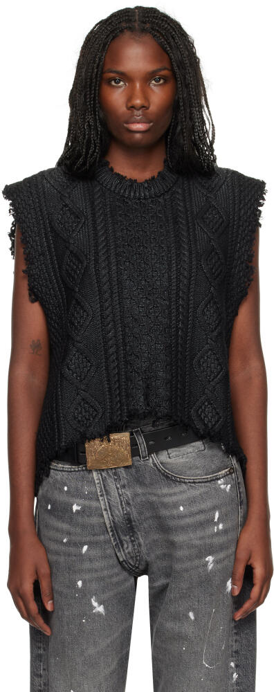 R13 Black Boyfriend Cable Sweater Vest Cover