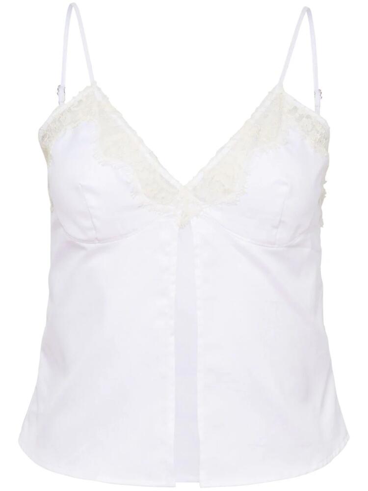 Fleur Du Mal lace-panel cotton poplin top - White Cover