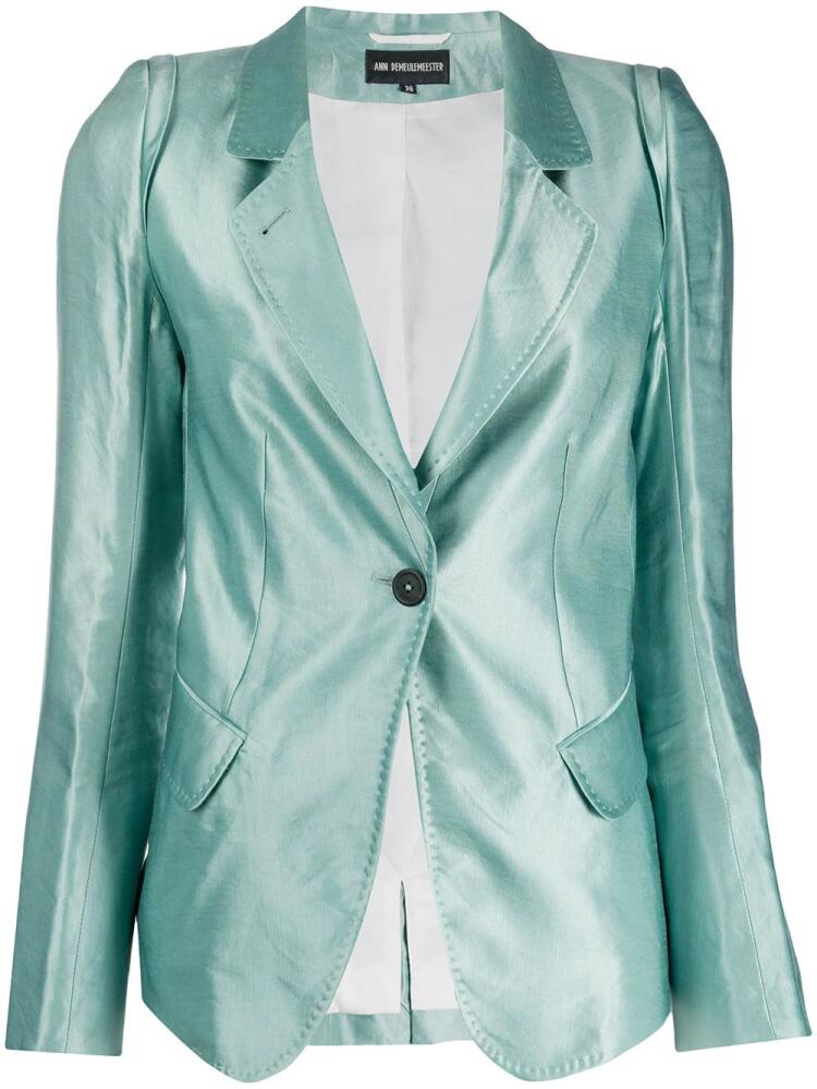 Ann Demeulemeester fitted buttoned blazer - Green Cover