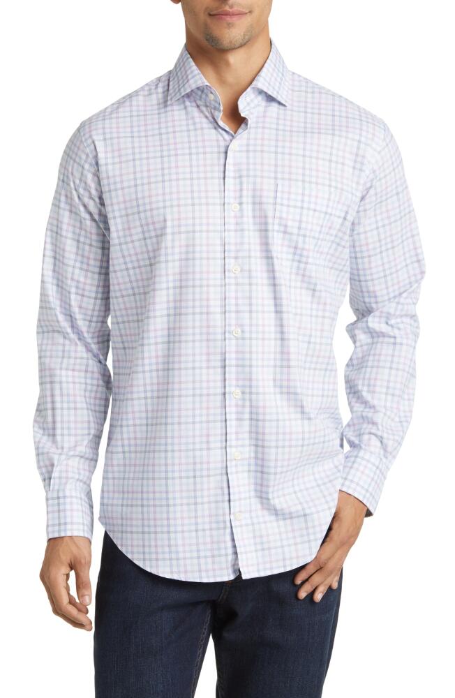 Peter Millar Henderson Crown Lite Check Stretch Button-Up Shirt in White Cover