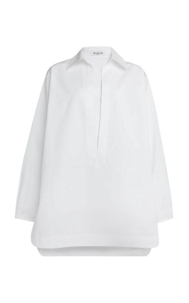 ALAA - Cotton Poplin Mini Tunic Dress - White Cover