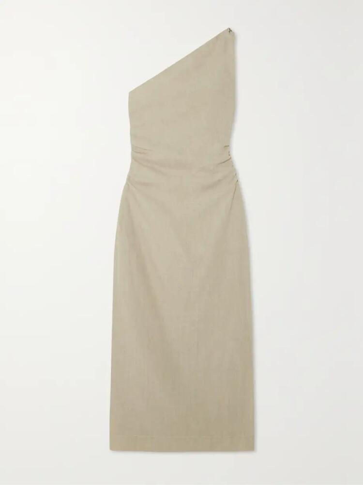 Faithfull - + Net Sustain Jomana One-shoulder Ruched Linen Maxi Dress - Neutrals Cover