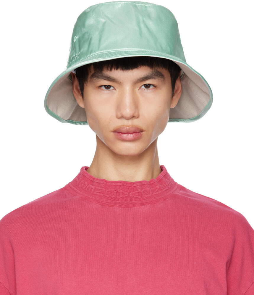 Acne Studios Reversible Green & Gray Embroidered Bucket Hat Cover