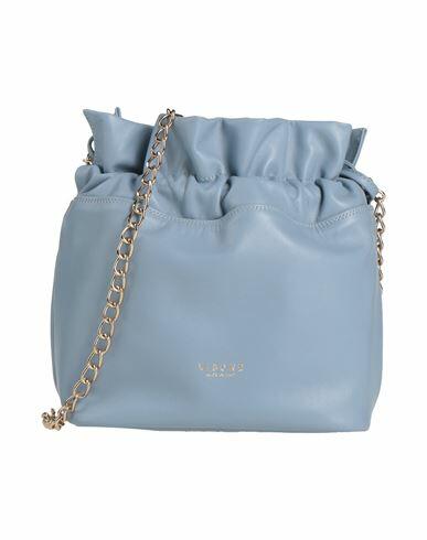 Visone Woman Cross-body bag Sky blue Calfskin Cover