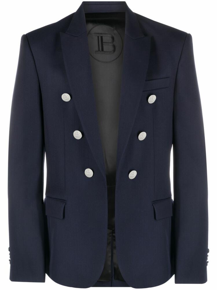 Balmain embossed-button double-breasted blazer - Blue Cover