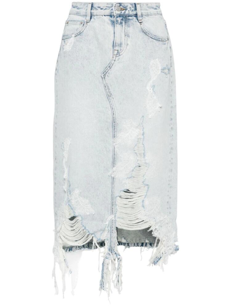 JNBY lace patchwork denim long skirt - Blue Cover