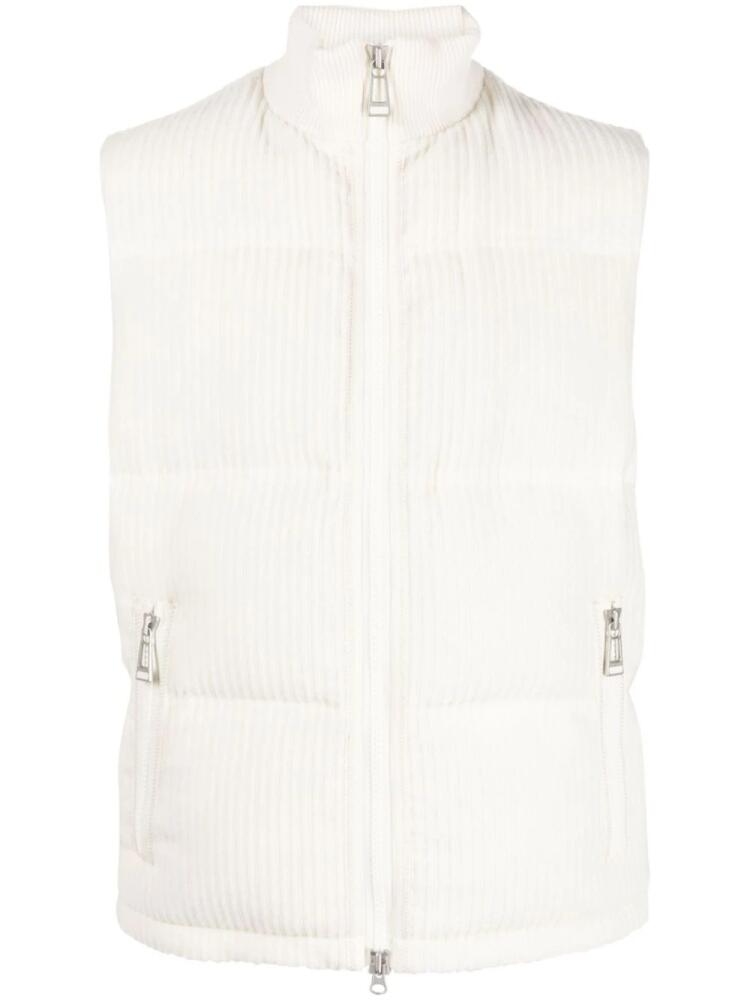 Man On The Boon. corduroy padded quilted vest - White Cover