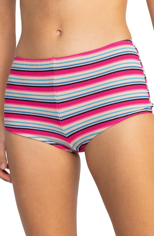 Roxy Paraiso Stripe Shorty Bikini Bottoms in Brazilian Sand Parai Cover