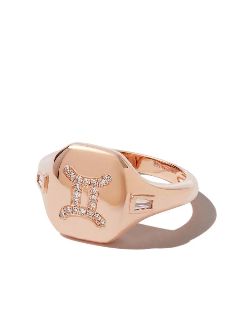 SHAY 18kt rose gold Gemini diamond signet ring - Pink Cover