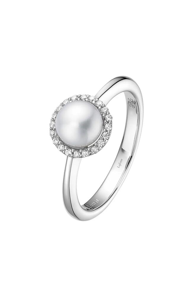 Lafonn Birthstone Halo Ring in June Pearl /Silver Cover