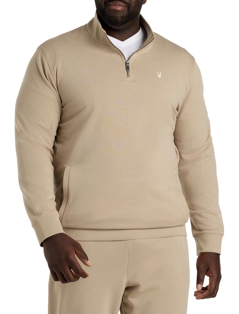 Psycho Bunny Dayton Quarter-Zip Sweatshirt in Stone Cover