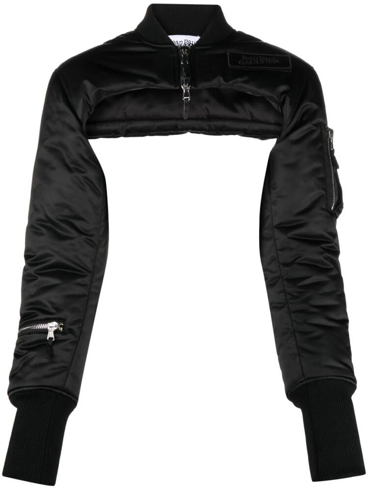 Jean Paul Gaultier The Cropped satin bomber jacket - Black Cover