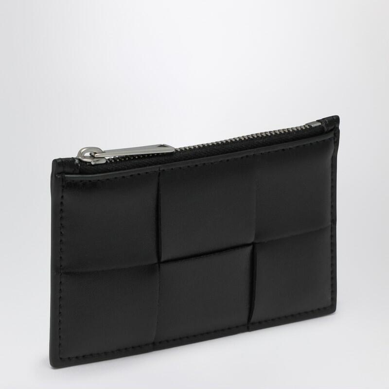 Bottega Veneta Card Holder with Black Intrecciato Zipper Cover