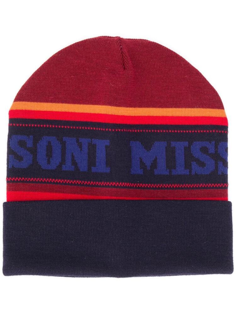 Missoni striped logo printed beanie - Blue Cover