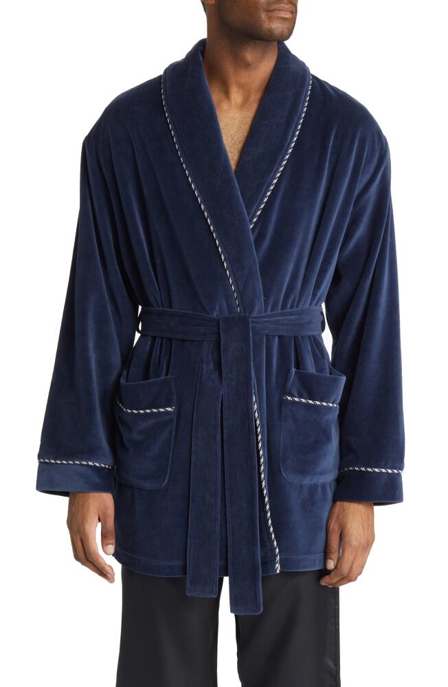 Majestic International Refinery Velour Smoking Jacket in Navy Cover