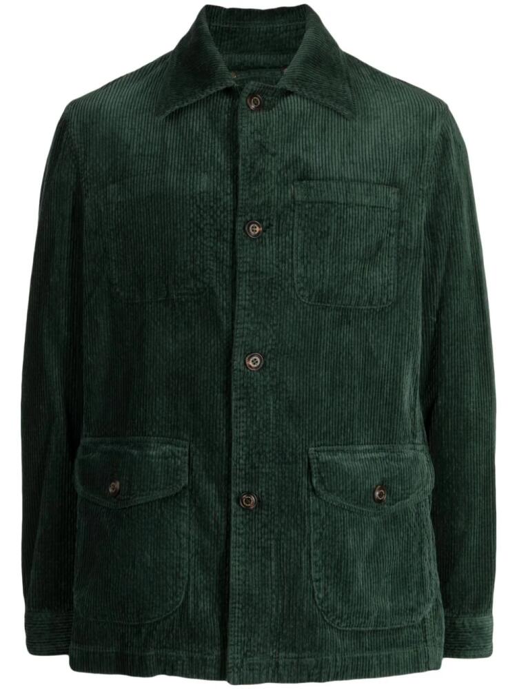 Man On The Boon. corduroy garment-dyed shirt jacket - Green Cover