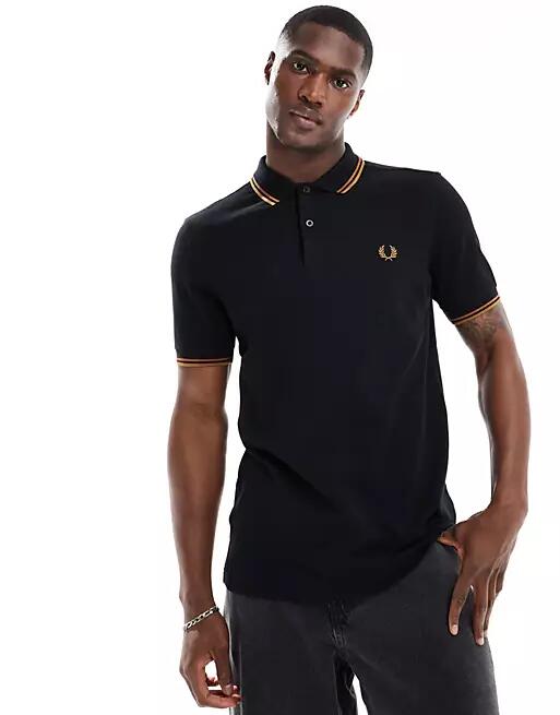 Fred Perry twin tipped polo shirt in black Cover