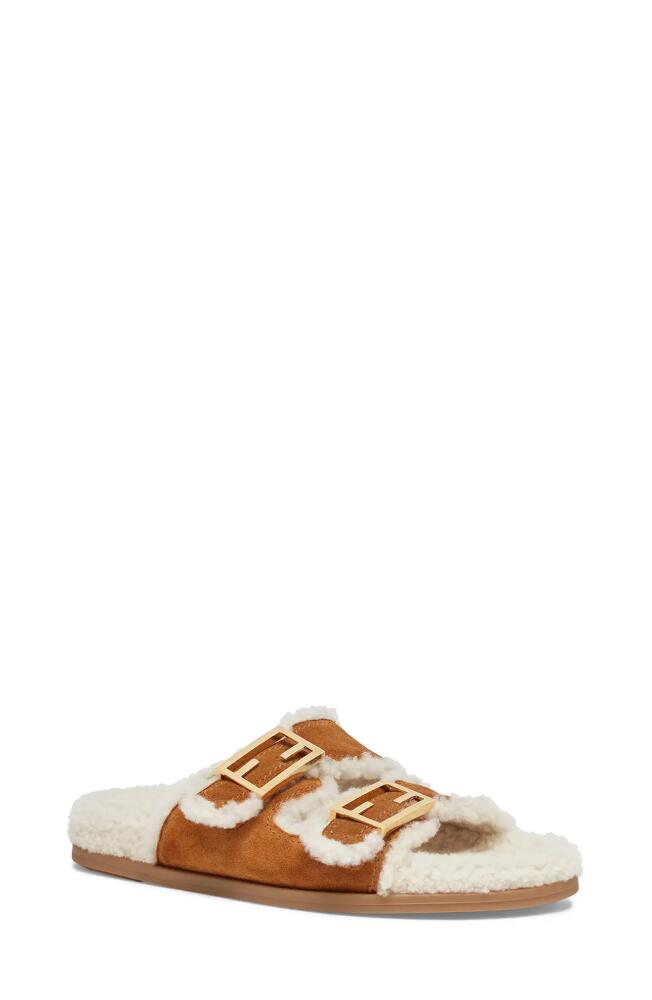 Fendi Feel Genuine Shearling Slide Sandal in Beige/Latte Cover