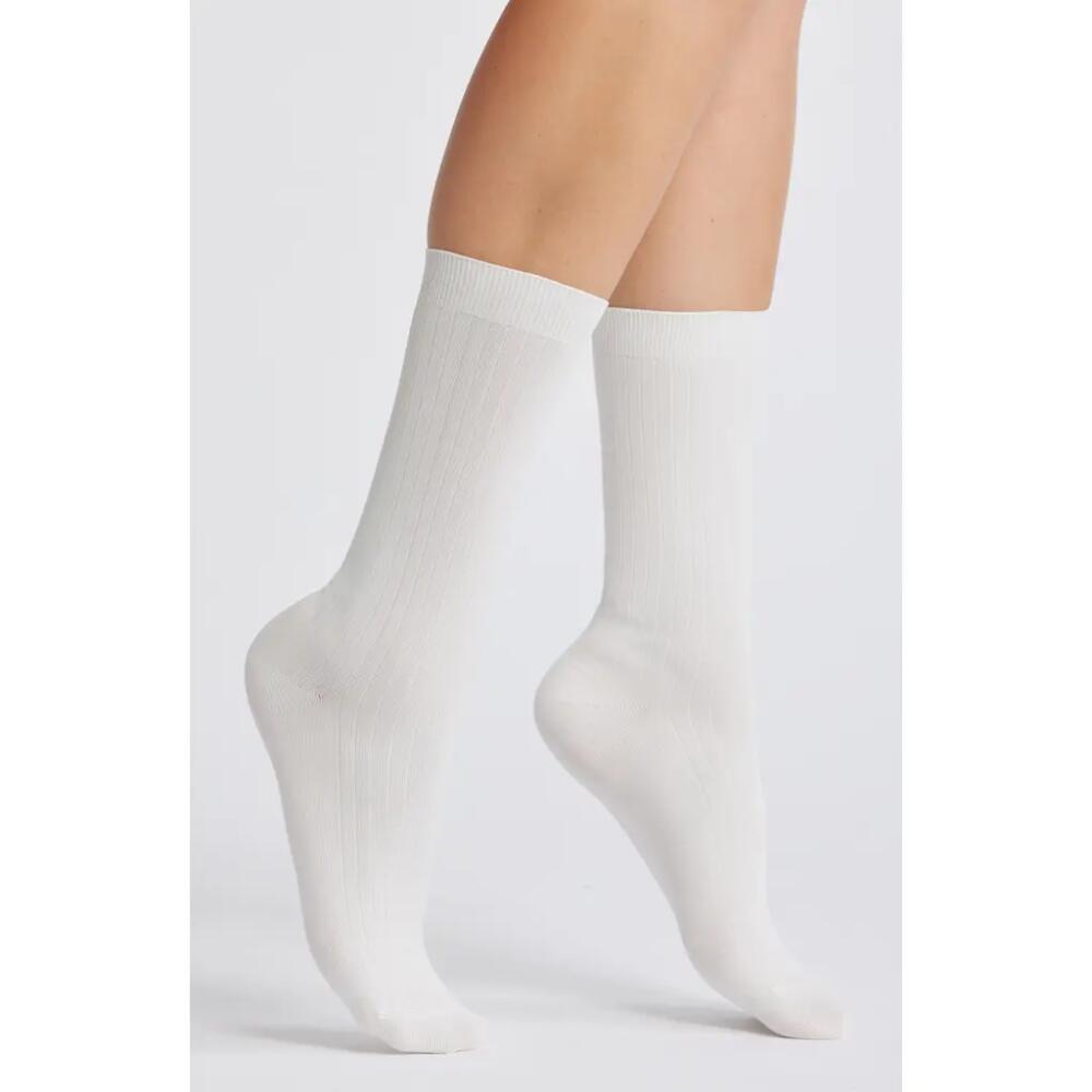 Nordstrom Rib Crew Trouser Socks in Ivory Egret Cover