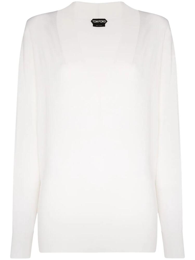 TOM FORD V-neck long-sleeved sweater - White Cover