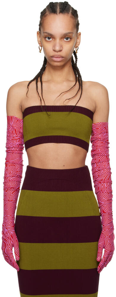 Dries Van Noten Burgundy & Khaki Striped Tank Top Cover