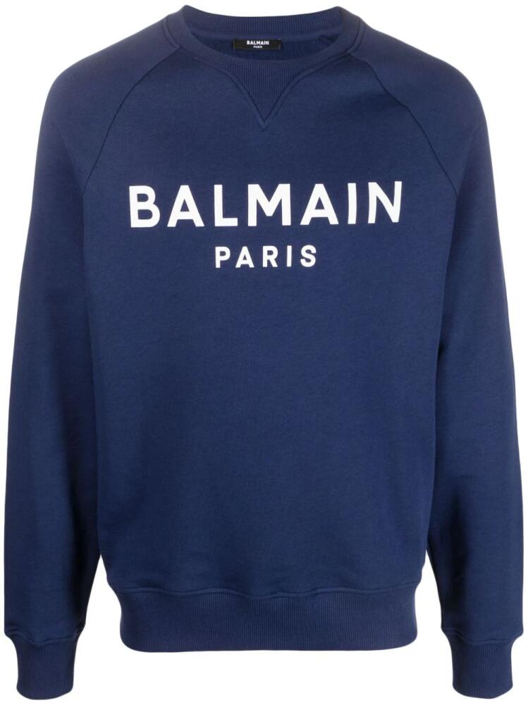 Balmain logo-print cotton sweatshirt - Blue Cover