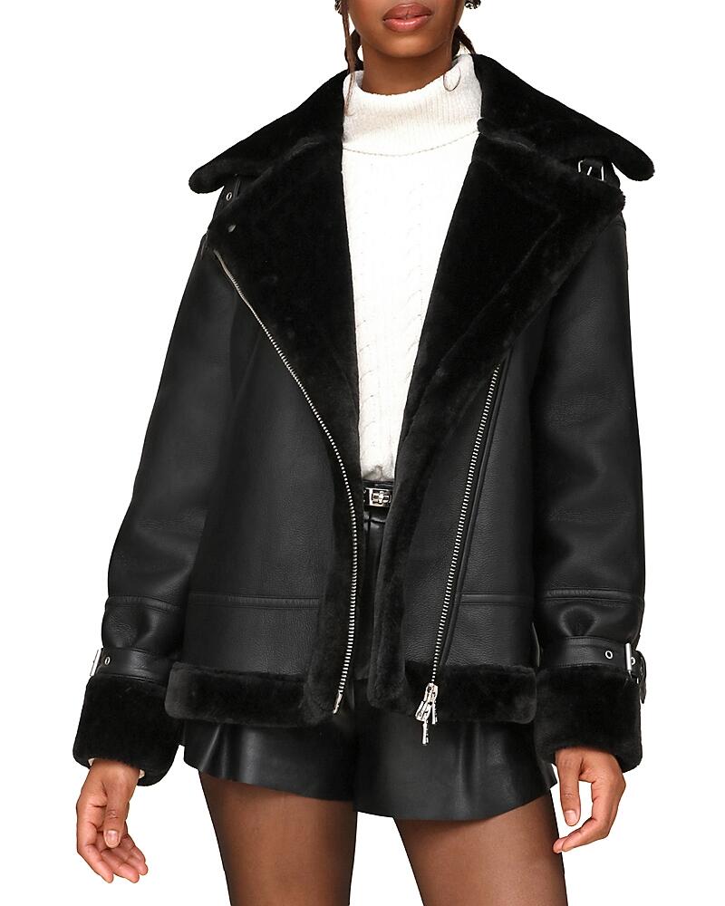 Avec Les Filles Oversized Faux Shearling Moto Coat Cover