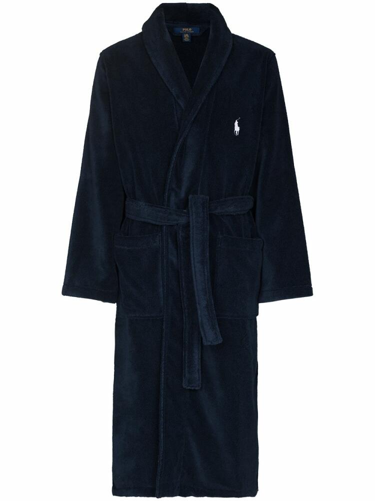 Polo Ralph Lauren embroidered logo belted robe - Blue Cover