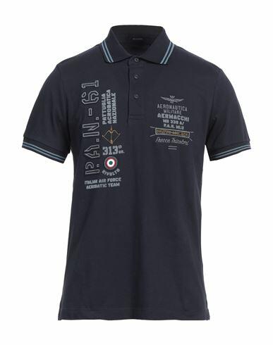 Aeronautica Militare Man Polo shirt Midnight blue Cotton, Elastane Cover