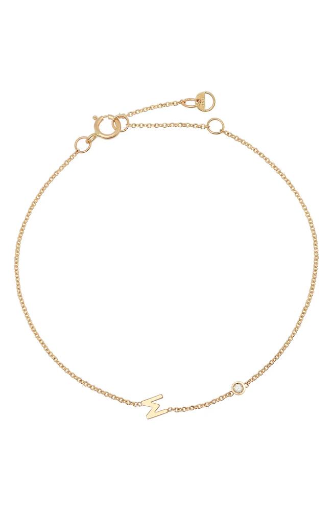 BYCHARI Initial & Diamond Bracelet in 14K Yellow Gold-M Cover