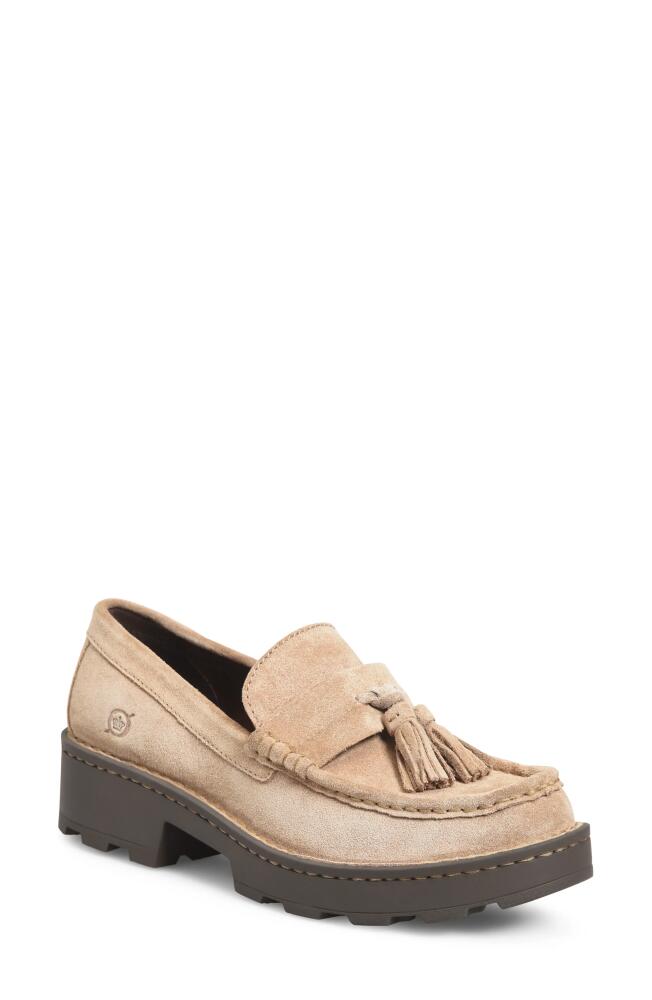 Børn Capri Tassel Platform Loafer in Taupe Suede Cover