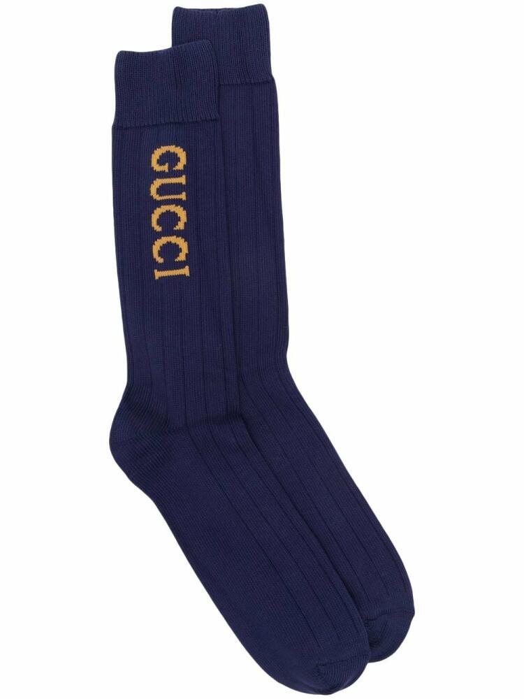 Gucci intarsia-knit logo socks - Blue Cover