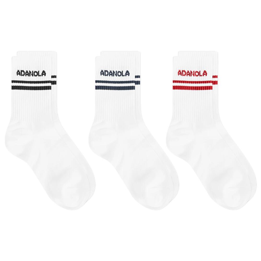 Adanola Women's 3 Pack College Socks in Red/Navy Cover