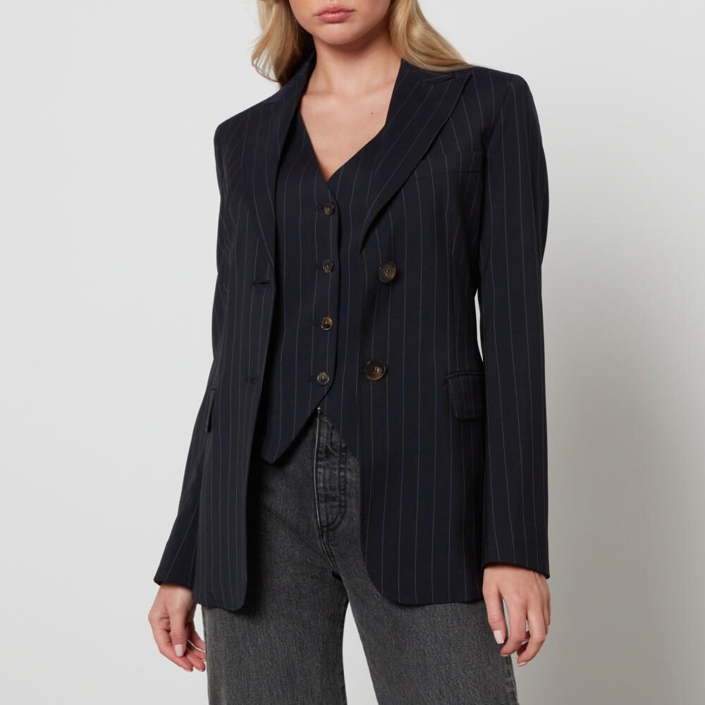 Max Mara Studio Mora Pinstriped Woven Blazer Cover