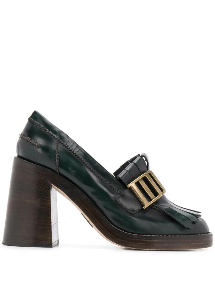 DSQUARED2 fringed flap 100mm pumps - Green Cover