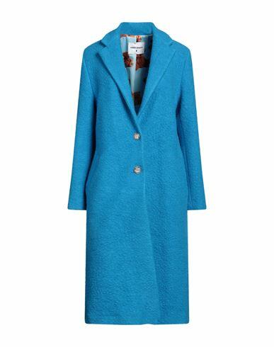 Front Street 8 Woman Coat Azure Wool, Polyester Cover