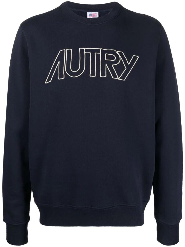 Autry embroidered-logo cotton jumper - Blue Cover