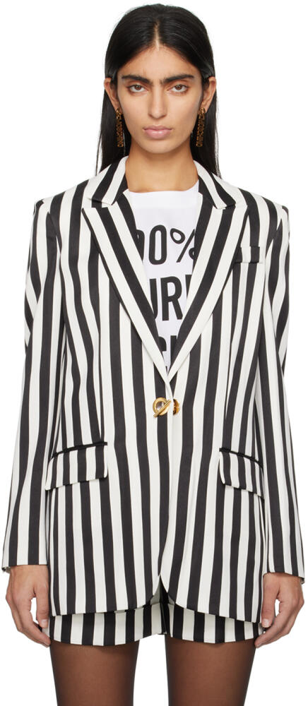 Moschino Black & White Striped Blazer Cover