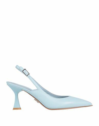 Sergio Levantesi Woman Pumps Sky blue Leather Cover