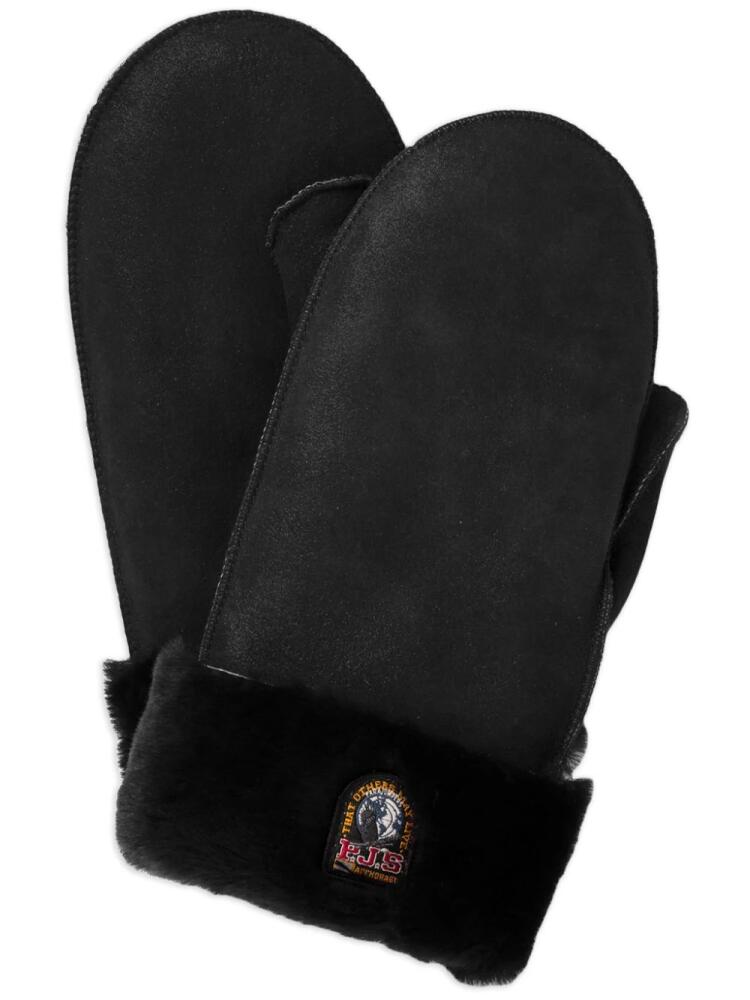 Parajumpers logo-patch shearling gloves - Black Cover