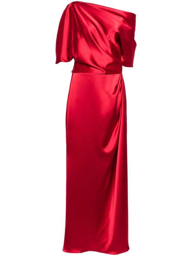 Amsale off-shoulder satin gown - Red Cover