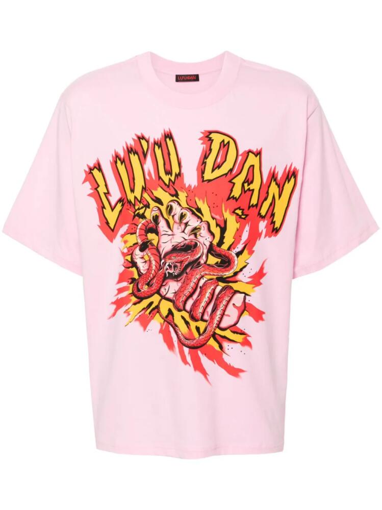 LỰU ĐẠN graphic-print cotton T-shirt - Pink Cover