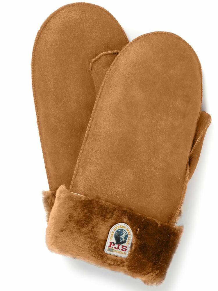 Parajumpers logo-patch shearling gloves - Brown Cover